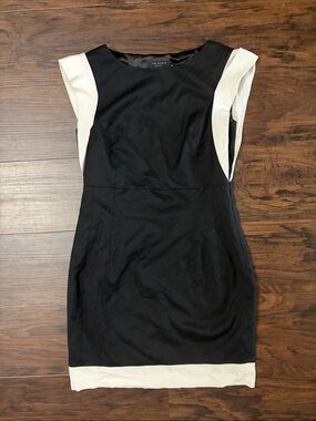 Ted Baker Black and White Cap-Sleeve Sheath Dress
